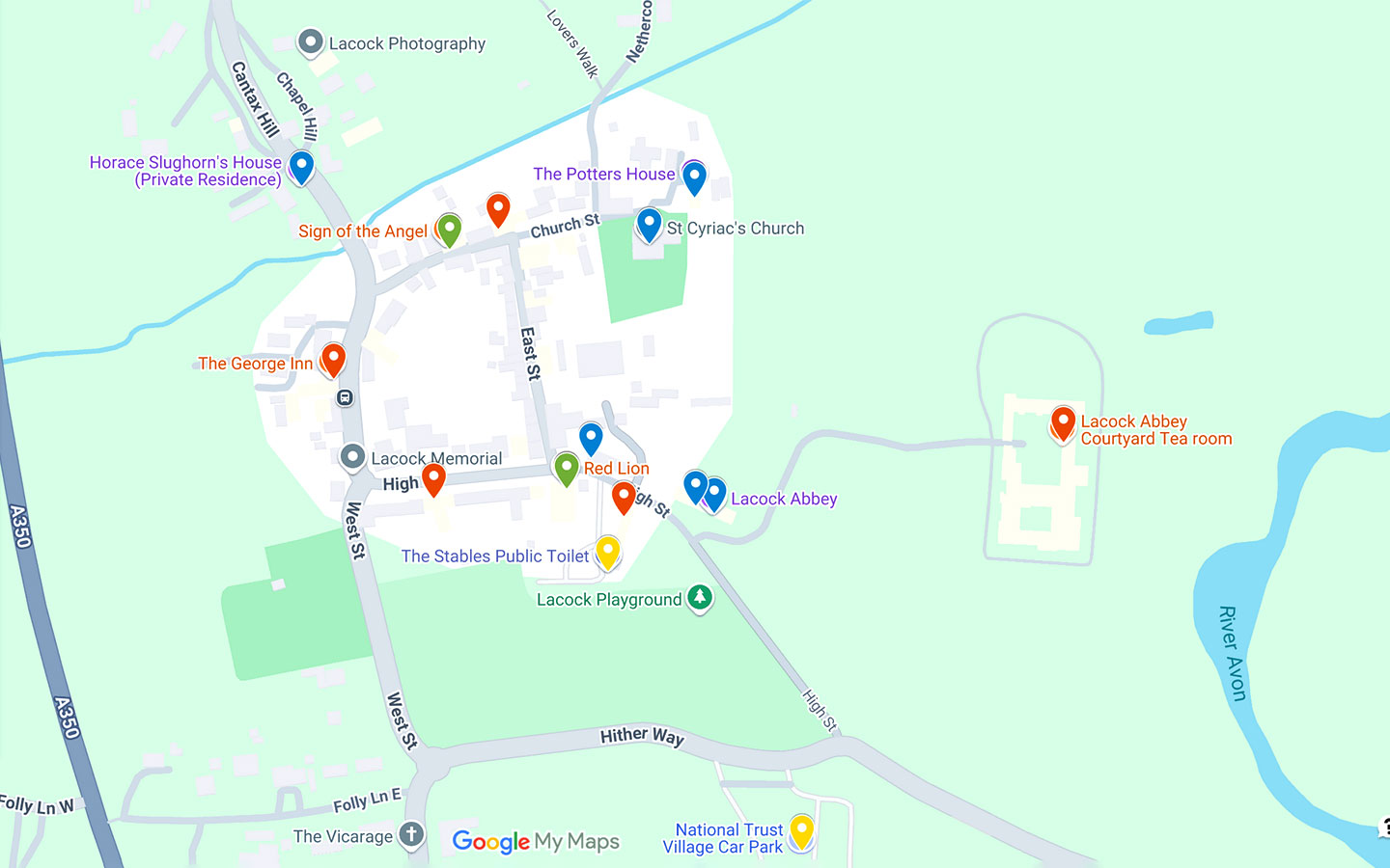 Map of things to do in Lacock Wiltshire