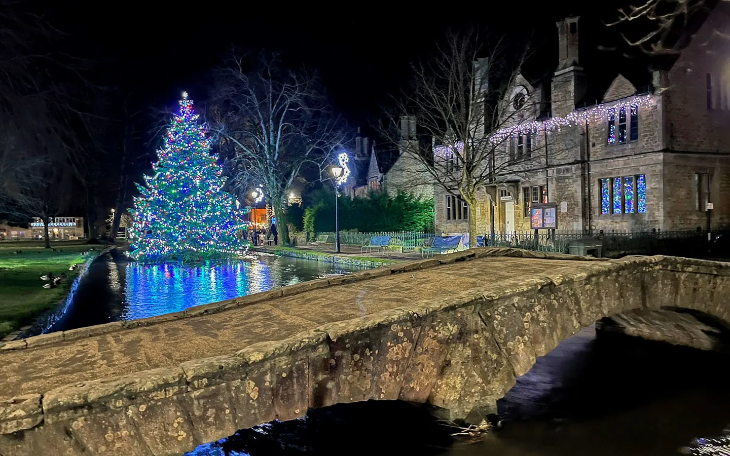 Bourton-on-the-Water's Christmas tree in the river