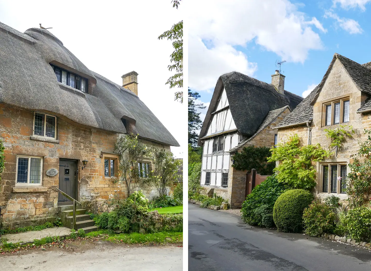 Stanton thatched cottages, including Sheppey Corner with its gabled roof