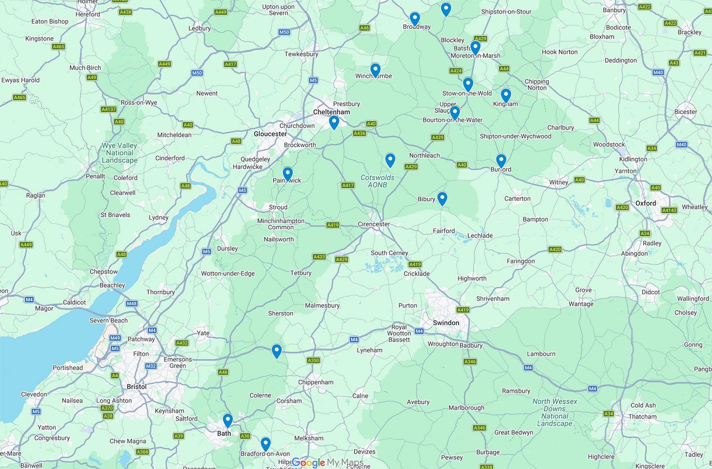 Map of Explore the Cotswolds walks