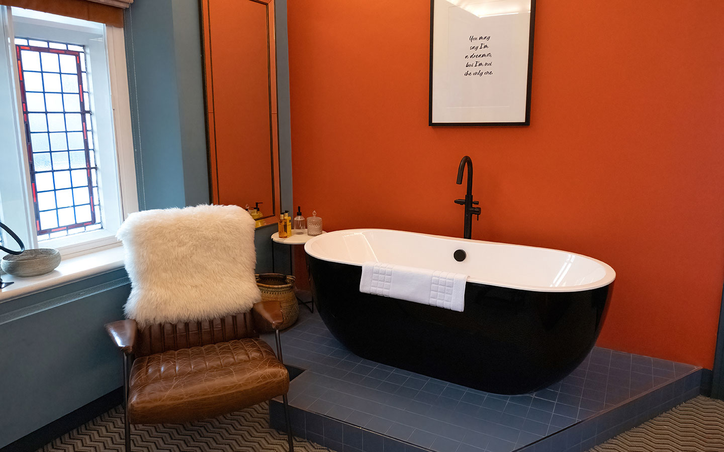 Freestanding bath in the Wright room at Ingleside House hotel Cirencester