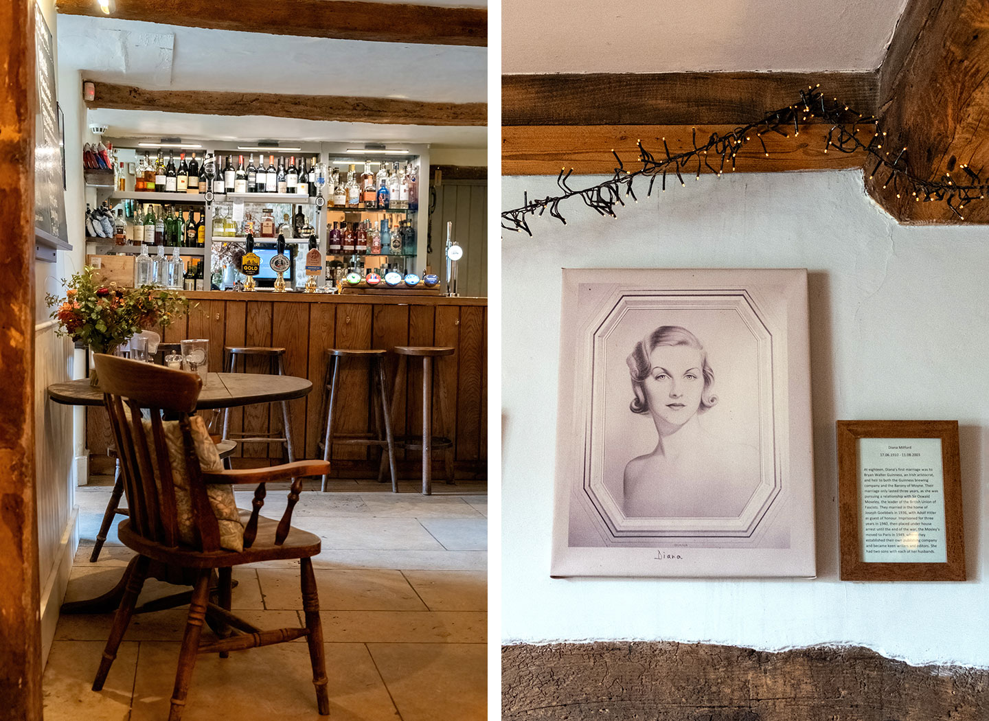 Mitford memorabilia in the Swan Inn in Swinbrook
