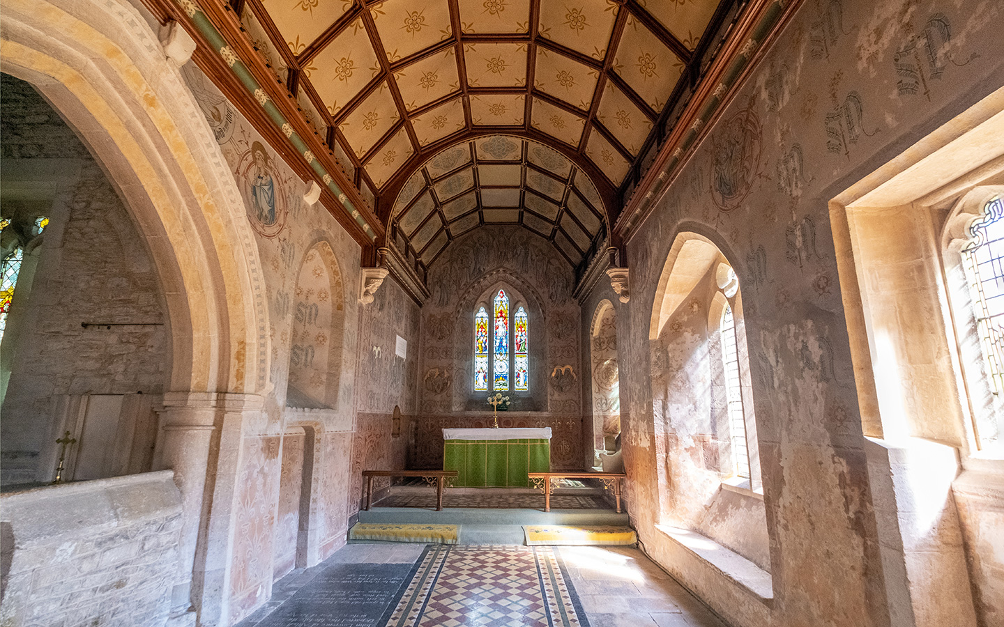 Victorian wall paintings in St Nicholas' Church, Asthall