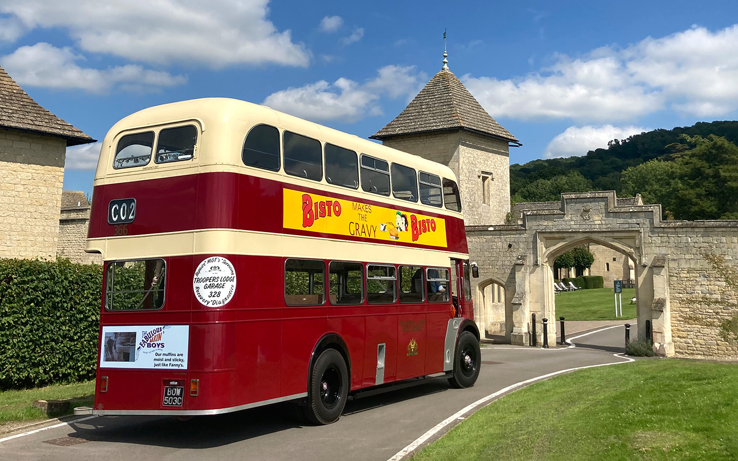 Vintage bus in the Cotswolds